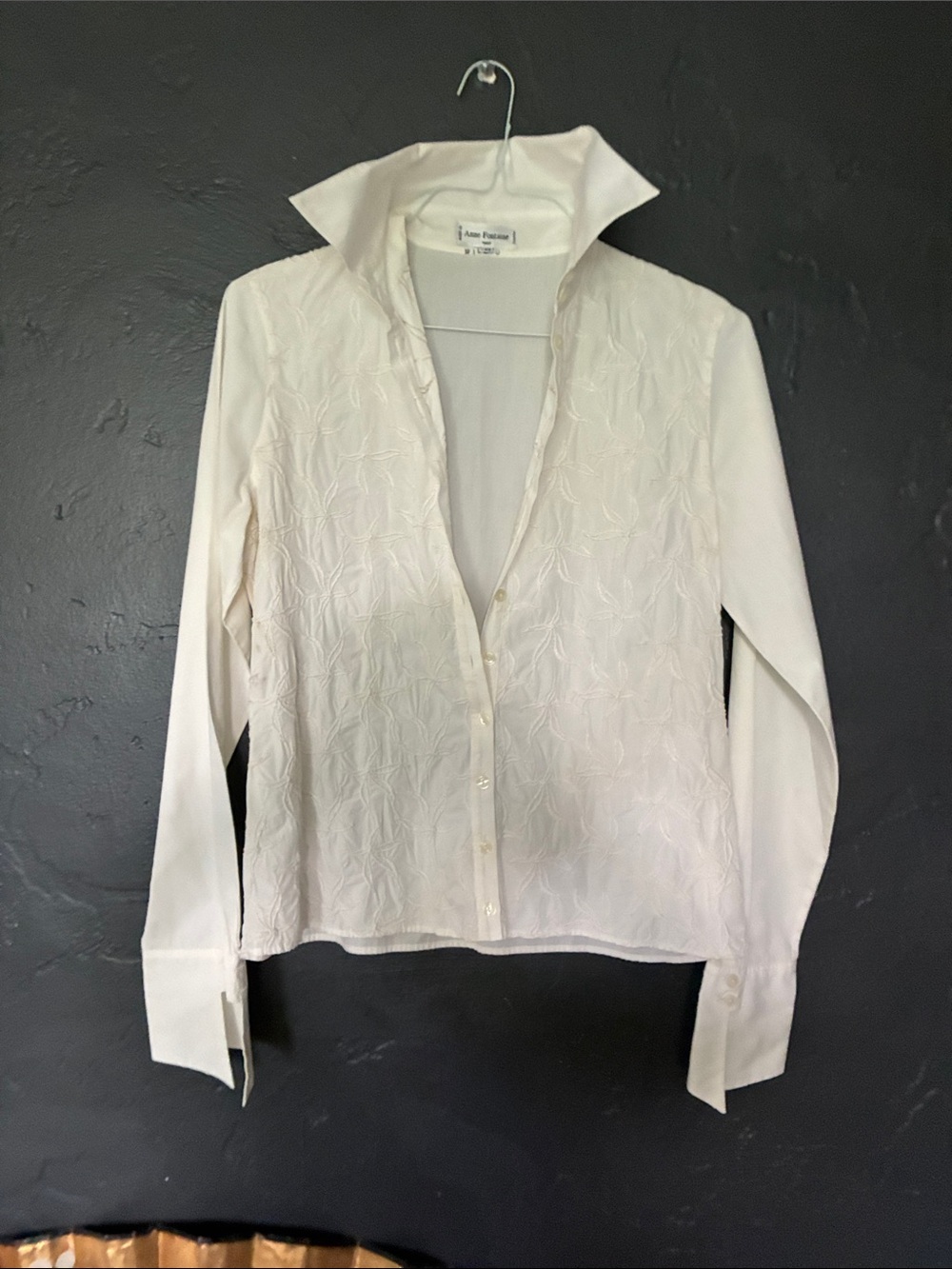 Anne Fontaine White Embroidered Button-Front Blouse
